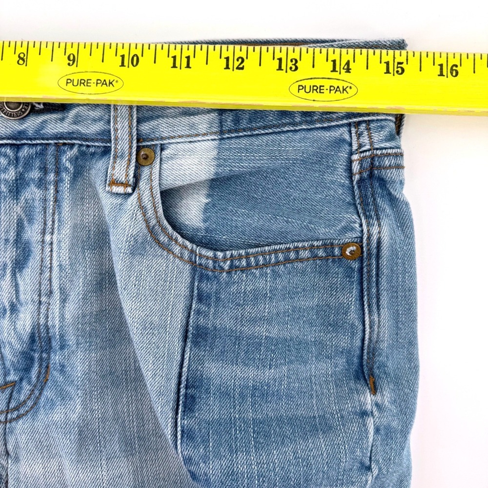 American Eagle Size 8 Vintage Hi-Rise Two Tone Paneled Jeans Blue Cotton Frayed - Picture 5 of 8